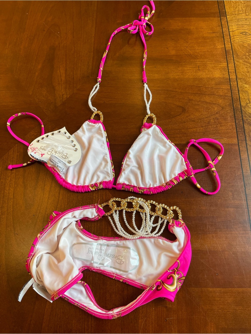 Brand NWT and liner beach bunny collectible RARE bikini bejeweled L set!!! - Picture 9 of 13